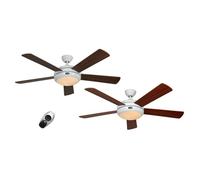 Ventilateur de plafond, design silencieux 132 Cm, télécommande, laqué blanc pales bois Noyer et Cerisier lampe CASAFAN Titanuim