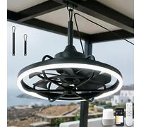 Ventilateur de Plafond Dimmable avec Lumière et Télécommande, Compatible with Alexa Google Home, IP65 Étanche Extérieur Plafonnier Ventilateur, Moteur DC Silencieux, 6 Vitesses Lustre de Ventilateur