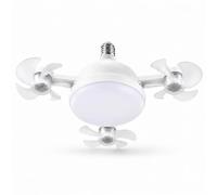 Ventilateur de Plafond E27 avec Lampe LED et Télécommande, 3 Vitesses | Lumière 3 couleurs variable, pales pliables, moteur silencieux, idéal pour chambre et bureau(Blanc,3-heads)