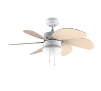 Cecotec Ventilateur de plafond EnergySilence 3600 Vision SunLight 50 W, diamètre 92 cm, lampe, 3 vitesses, 6 pales réversibles, fonction été, hiver, interrupteur à chaîne, blanc/jaune