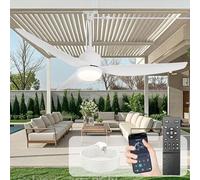 Ventilateur de plafond extérieur avec éclairage: Ventilateur suspendu blanc 52 pouces pour gazebo, étanche - Ventilateurs d'extérieur à brancher pour terrasse, porche ou pergola, avec télécommande APP