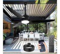 Ventilateur de plafond extérieur avec éclairage: Ventilateur suspendu noir 52 pouces pour gazebo, étanche - Ventilateurs d'extérieur à brancher pour terrasse, porche ou pergola, avec télécommande APP