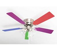 Ventilateur de plafond extra plat Kisa Multicolor nickel brossé avec éclairage