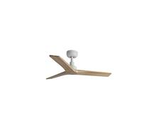 Faro Barcelona – Ventilateur de plafond KLIM S acier blanc mat bois chêne H 23,6 cm Ø 92,5 cm