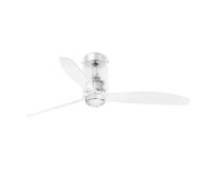 Ventilateur de plafond - Faro - Tube fan - Chrome - Transparent - LED 6 vitesses