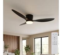 Ventilateur de Plafond Globo Lampe LED Dimmable 131,5 cm Noir Télécommande