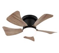 Ventilateur de plafond Hines Noir-Bois avec LED GLOBO