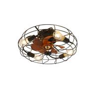 Ventilateur de plafond industriel 20"" intérieur, 7 pales, lampe intégrée, télécommande, design plat.