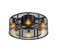 Ventilateur de Plafond Industriel avec lumières, à Profil Bas à 6 lumières de 21 Pouces avec Petit Ventilateur de Plafond encastré sans pales en Cage à Distance avec lumières pour la Maison