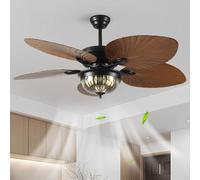 Ventilateur de plafond industriel de 132 cm avec éclairage, télécommande, 6 vitesses, silencieux, éclairage créatif à intensité variable pour chambre, salon, pièce à vivre, moteur CC réversible, 5 gr