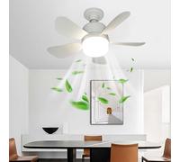 Ventilateur de plafond intelligent 40 cm avec éclairage et télécommande - Blanc moderne, LED à intensité variable, montage encastré, moteur AC silencieux à 3 vitesses, 5 pales de 20 W pour chambre/sa