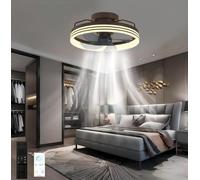Ventilateur de plafond intelligent 50 cm avec éclairage, application et télécommande, pales en ABS, abat-jour en acrylique, moteur CC en cuivre réversible à 6 vitesses, éclairage LED à intensité vari