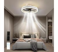 Ventilateur de plafond intelligent 50 cm avec éclairage, application et télécommande, pales en ABS, abat-jour en acrylique, moteur CC en cuivre réversible à 6 vitesses, éclairage LED à intensité vari