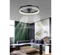 Ventilateur de plafond intelligent 50 cm avec éclairage, application et télécommande, pales en ABS, abat-jour en acrylique, moteur CC en cuivre réversible à 6 vitesses, éclairage LED à intensité vari