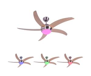 Ventilateur de plafond intelligent à LED, y compris l'application pour téléphone portable, changeur de couleur RVB, minuterie de télécommande avant/arrière 3 niveaux