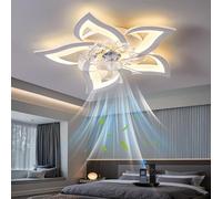 Ventilateur de plafond intelligent avec éclairage LED, moteur CC réversible de 69 cm, 6 vitesses de ventilation silencieuse, contrôle à distance via application, intensité lumineuse réglable de 3000