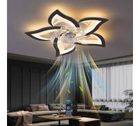 Ventilateur de plafond intelligent avec éclairage LED, moteur CC réversible de 69 cm, 6 vitesses de ventilation silencieuse, contrôle à distance via application, intensité lumineuse réglable de 3000