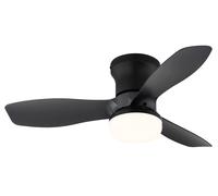 Globo Ventilateur Decken 3 Lames Avec Lumière LED Dimmable CCT, Noir 61 cm