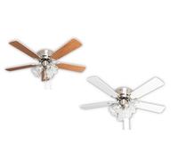 Ventilateur de plafond Kisa Deluxe BN Blanc / Erable avec éclairage Pepeo