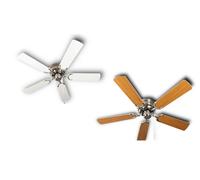 Ventilateur de plafond Kisa Deluxe BN Blanc / Erable Chrome / Nickel brossé