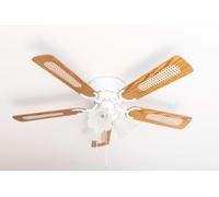 Kisa Deluxe Ceiling Fan 105 cm White Wing Oak / Walnut Including Lighting and Pull Switch