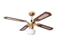 Ventilateur de plafond Lampe de plafond avec ventilateur Salle à manger Refroidisseur de pièce Ventilateur avec abat-jour en verre, marche avant-arrière, métal MDF, 1x E27, D 105 cm