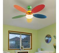 Ventilateur de Plafond Lampe Plafonnier 3 Niveaux Tirette Coloré 106 CM