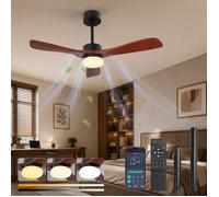 Ventilateur de Plafond LED 132cm Marron avec Télécommande & App, Moteur DC Silencieux, 6 Vitesses, Lames Bois