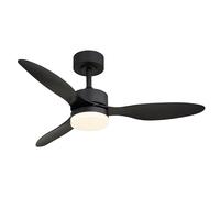 Ventilateur de plafond LED aller-retour avec télécommande Plafonnier Ventilateur à intensité variable CCT, 6 niveaux, noir, 20W 800Lm blanc chaud froid, D 106 cm