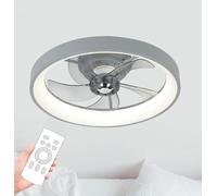 Ventilateur De Plafond LED avec éclairage Et Télécommande, Silencieux Et Discret, avec Lumière à Intensité Variable, Lampe Dintérieur Chambre Ou Salon. Gray