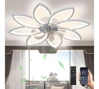 Ventilateur De Plafond LED Avec Lumière 66W Dimmable, Réversible Silencieux Lustre Pour Salon