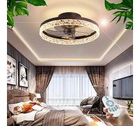 Ventilateur de plafond LED avec lumière Ventilateur avec télécommande Dimmable 30W Plafonnier en fer forgé Lampe Chambre Salon Ventilateur de plafond Plafonnier ?50cm,Marron Comfortable anniversary
