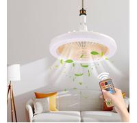 Ventilateur de plafond LED avec lumières,ventilateur de plafond 30 W avec télécommande plafonnier LED à intensité variable Jaune