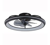 Ventilateur de plafond LED avec télécommande Plafonnier CCT dimmable Ventilateur fumé noir, marche avant-arrière 6 niveaux, 40W 2080Lm blanc chaud-froid, D 50 cm