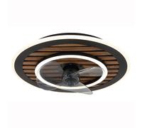 Ventilateur de plafond LED avec télécommande Ventilateur aller-retour Ventilateur à intensité variable, minuterie, 3 niveaux, accent en bois, 36W 1800Lm blanc chaud froid, D 49 cm