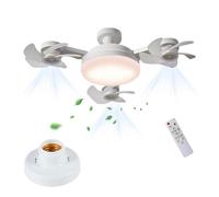 Ventilateur de Plafond LED avec Télécommande Ventilateur de Plafond à Visser E27 avec 3 Têtes de Drone 3 Vitesses Réglables