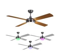 Ventilateur de plafond LED incl. changeur de couleur RVB Minuterie 3 vitesses Avance et retour 132 cm Argenté