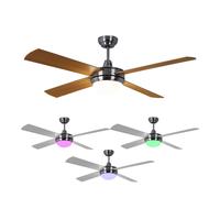 Ventilateur de plafond LED incl. changeur de couleur RVB Minuterie 3 vitesses Avance et retour 132 cm Argenté