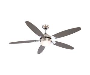 Ventilateur de plafond LED Lampe de plafond Retour avant 3 niveaux Interrupteur à tirette Lampe de salon, montage sur plafond incliné, 1x 4,5W 470Lm blanc chaud, DxH 132 x 40,6 cm