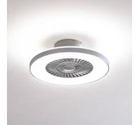 Ventilateur de plafond LED Lindby Smart Paavo, argent, silencieux, Tuya Paavo Lindby, dimmable, gris, Salon / Salle à manger, Matière Plastique, Moderne