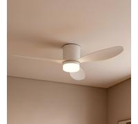 Ventilateur de plafond LED Lucande Kayu, blanc, courant continu, silencieux, Ø Kayu, blanc, Salon / Salle à manger, Matière Plastique, Moderne