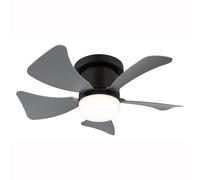 Ventilateur de plafond LED Télécommande Lampe lumière du jour Ventilateur gris Minuterie CCT, 10W 750lm blanc chaud-blanc froid, D 40,6 cm