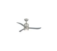 Ventilateur de plafond Loft avec éclairage et télécommande, revêtement nickel satiné, pâles transparentes, 112 cm