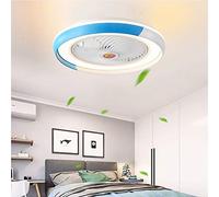Ventilateur De Plafond Lumière LED Avec Éclairage Réglable Dimmable Avec La Télécommande 36W Plafond Vitesse Du Vent Lumière Moderne Creative Ultra-Silencieux Lampe Salon Chambre Salle,Bleu