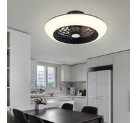 Ventilateur de Plafond Luminaires Lampe Refroidisseur Mémoire Noir LED D 30 CM