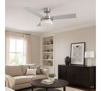 Ventilateur de plafond LED avec éclairage télécommande Lampe de plafond avec ventilateur silencieux rond, 3 niveaux, 2x 4,9W 2x 470lm blanc chaud, DxH 105 x 30,5 cm