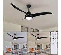Ventilateur de Plafond Luminaires Télécommande Noir Tdc Minuteur 1x LED