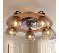 Ventilateur de Plafond Luminaires Ventilatorlampe Fumée Bois Télécommande Timer [EEK: Nicht bewertet]