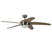 Pepeo Ventilateur de plafond Melton – éclairage, télécommande, boîtier nickel, 132 cm, jusqu'à 25 m²