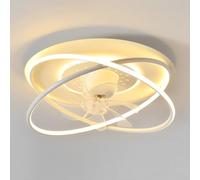 Ventilateur de plafond moderne avec éclairage LED 48 W, 6 vitesses, rotation à 360°, silencieux et à intensité variable, idéal pour chambre, salle à manger ou chambre d'enfant. Il est doté d'une télé